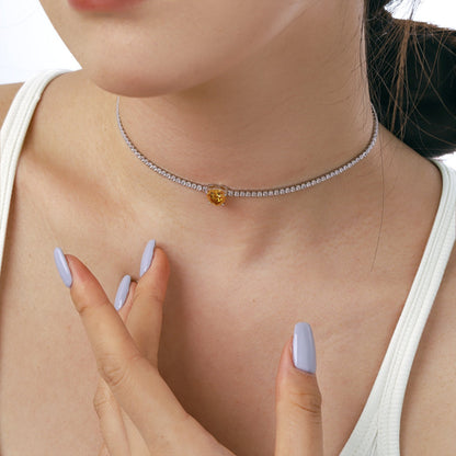 [STREET]Sparkling Tennis Heart Cut Necklace