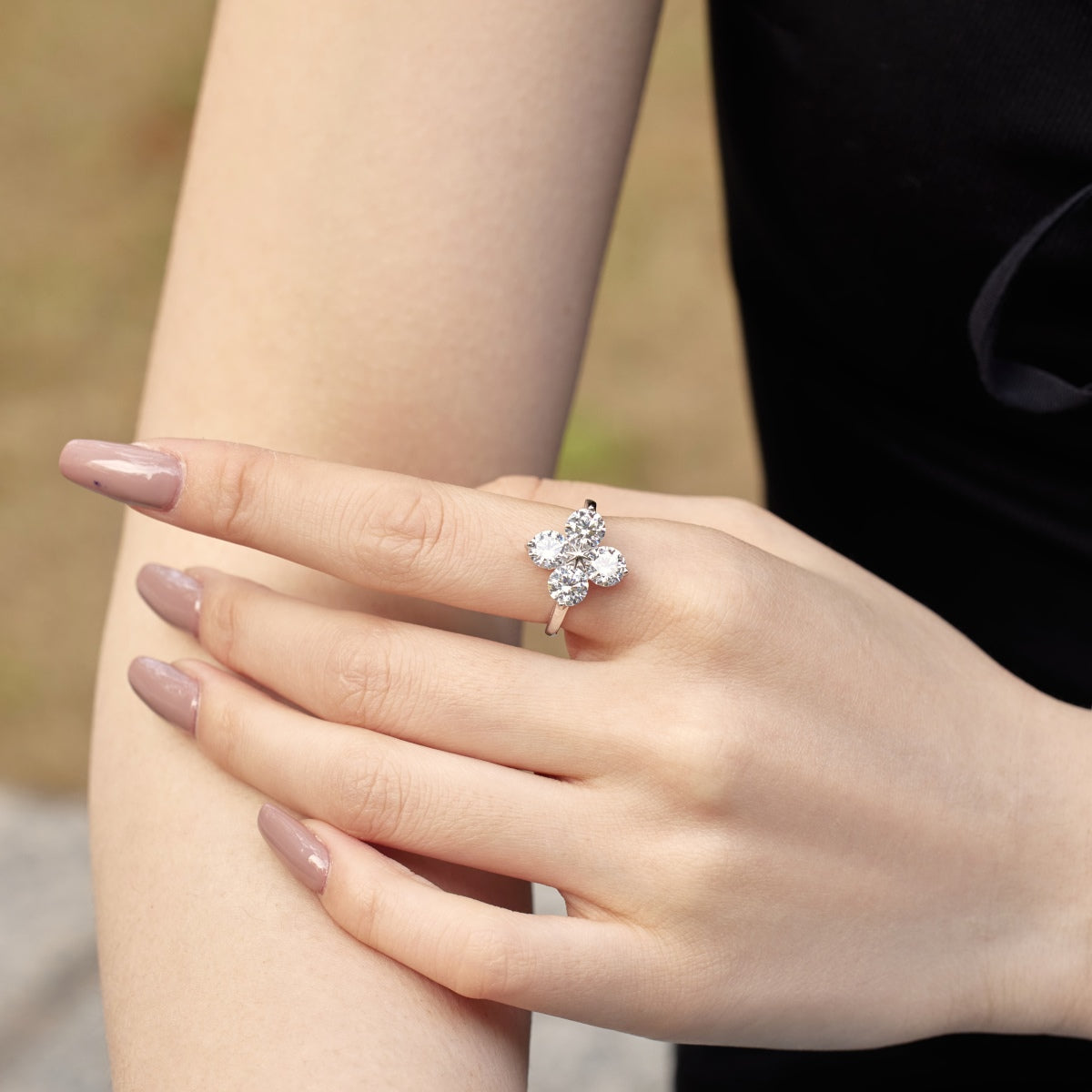 [STREET]Four-Leaf Clover Eight-Pointed Star Ring
