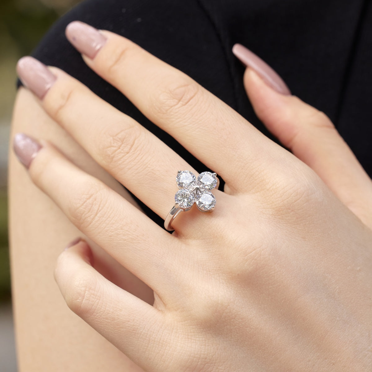 [STREET]Four-Leaf Clover Eight-Pointed Star Ring