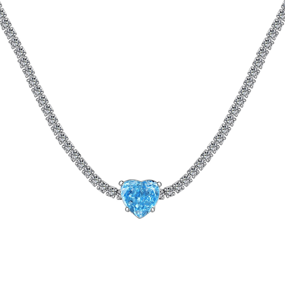 [STREET]Sparkling Tennis Heart Cut Necklace