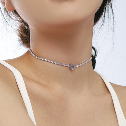 [STREET]Sparkling Tennis Heart Cut Necklace