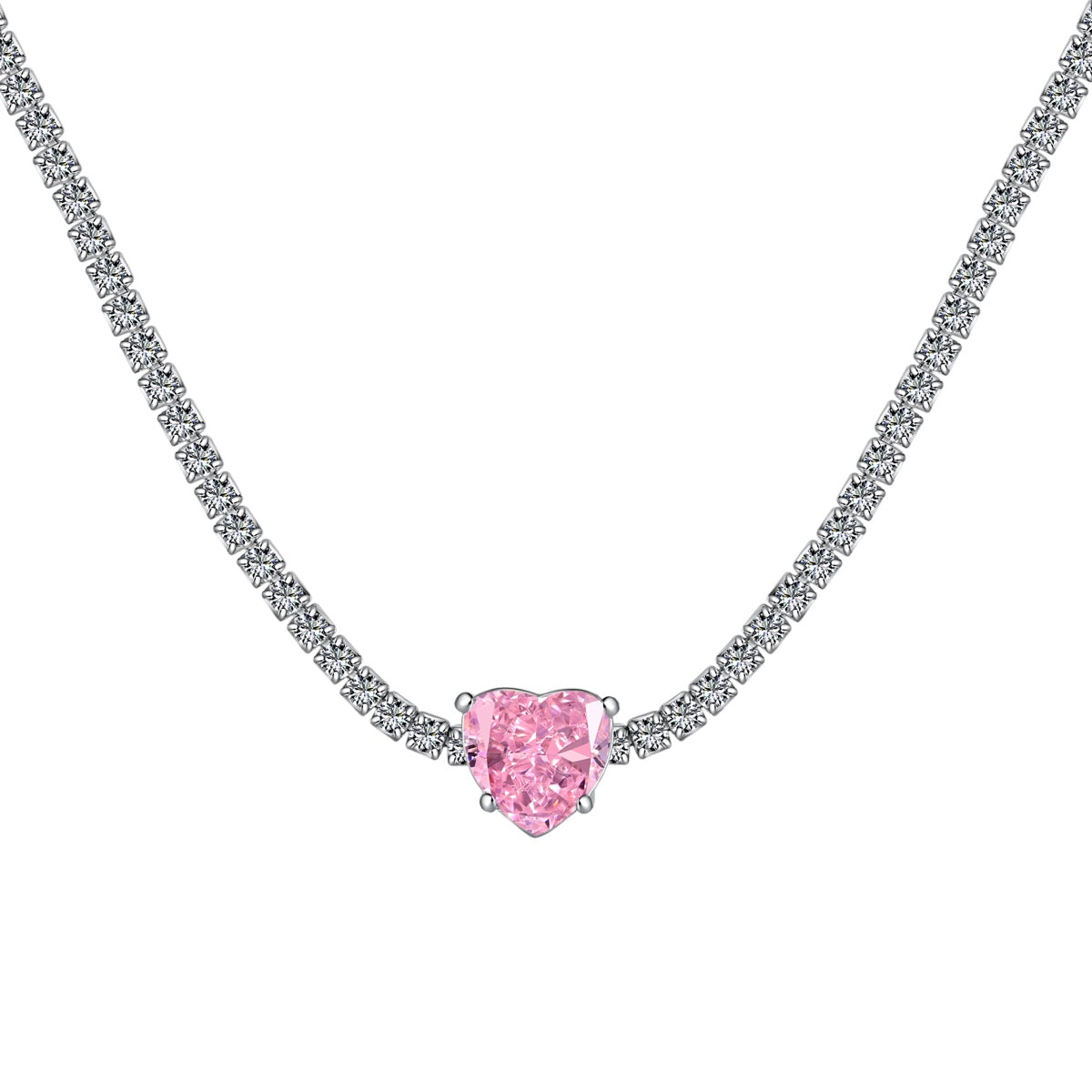 [STREET]Sparkling Tennis Heart Cut Necklace