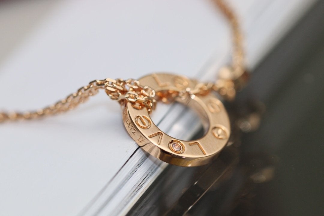 ˇGilded EraˇLOVE NECKLACE ADJUSTABLE ROSE GOLD 2 DIAMOND