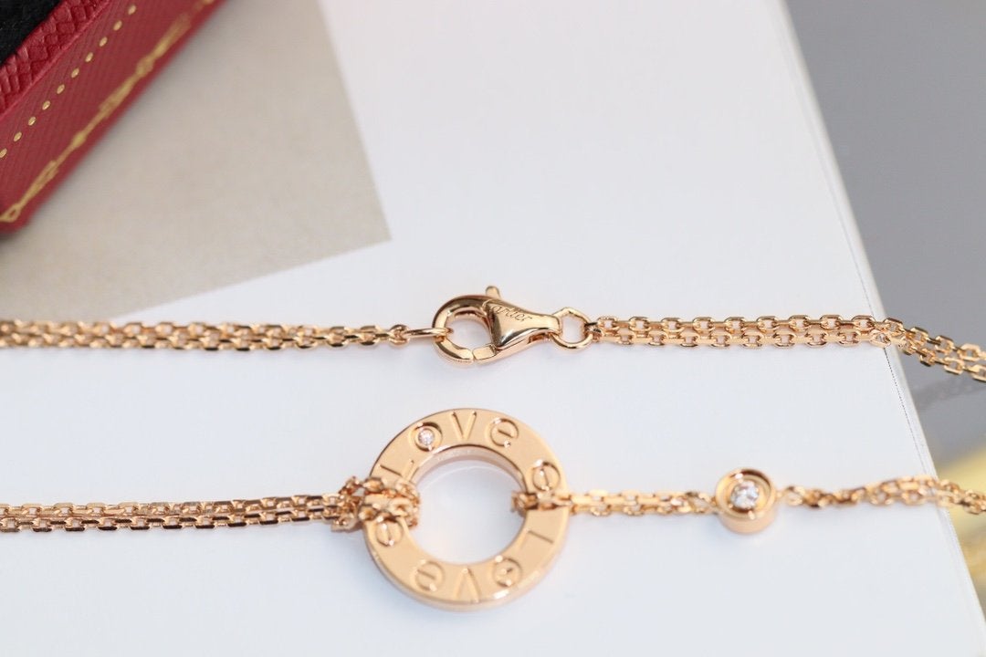 ˇGilded EraˇLOVE NECKLACE ADJUSTABLE ROSE GOLD 2 DIAMOND