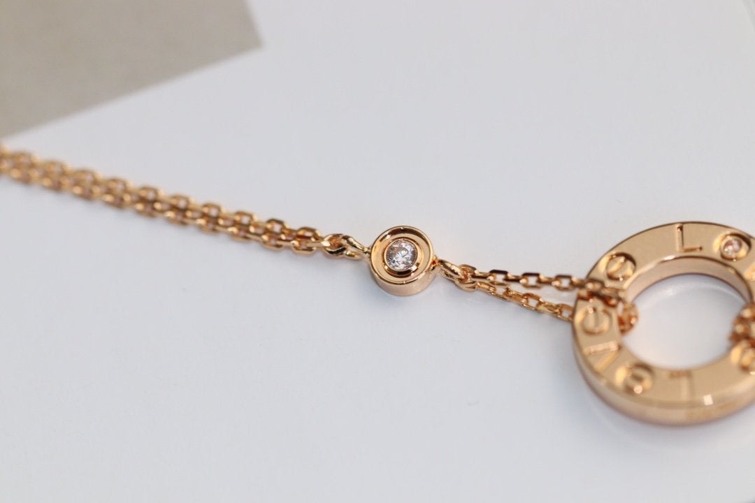 ˇGilded EraˇLOVE NECKLACE ADJUSTABLE ROSE GOLD 2 DIAMOND