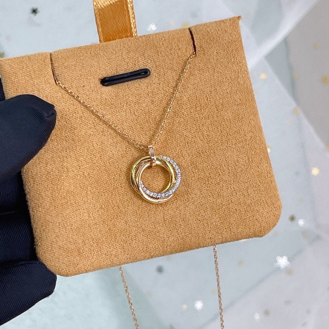 ˇGilded EraˇTRINITY NECKLACE SILVER GOLD PINK GOLD DIAMONDS