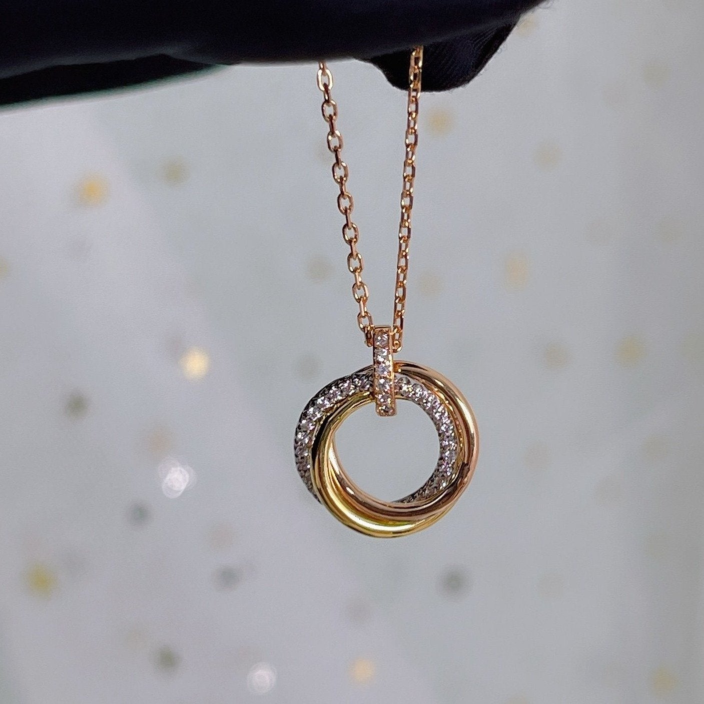 ˇGilded EraˇTRINITY NECKLACE SILVER GOLD PINK GOLD DIAMONDS