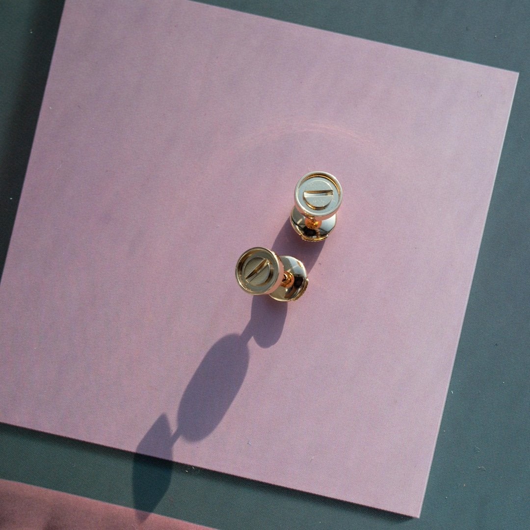 ˇGilded EraˇLOVE EARRINGS PINK GOLD 10MM