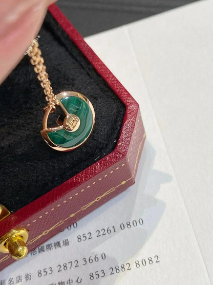 ˇGilded EraˇAMULETTE ROSE GOLD MALACHITE NECKLACE