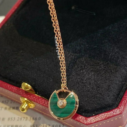 ˇGilded EraˇAMULETTE ROSE GOLD MALACHITE NECKLACE