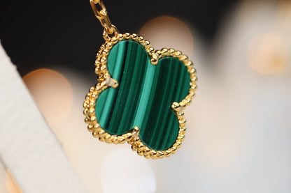 ˇGilded EraˇCLOVER EARRINGS GOLD MALACHITE DIAMOND 3 MOTIF