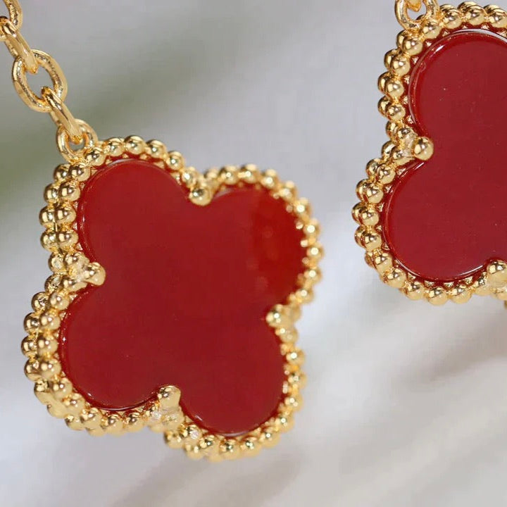 ˇGilded EraˇCLOVER  2 MOTIF  TIGER EYE CARNELIAN EARRINGS