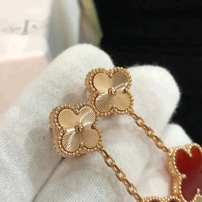 ˇGilded EraˇCLOVER 2 MOTIF  LASER CARNELIAN EARRINGS