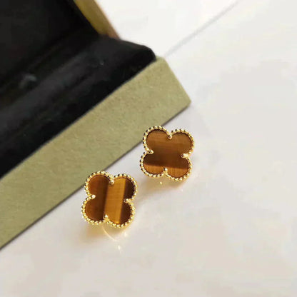 ˇGilded EraˇCLOVER MEDIUM 1 MOTIFS TIGER EYE EARRINGS
