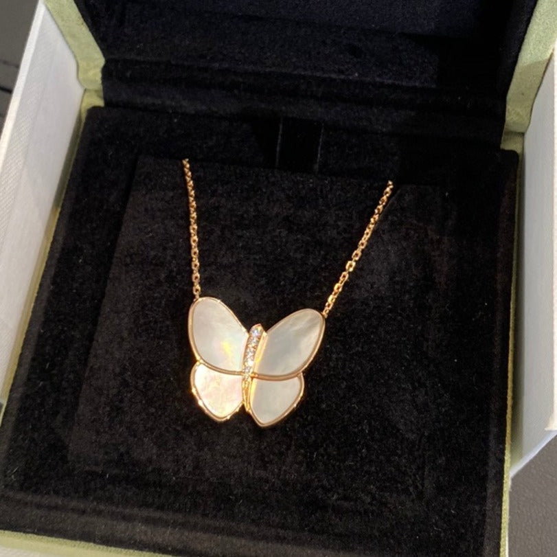 ˇGilded EraˇBUTTERFLY GOLD MOP DIAMOND NECKLACE