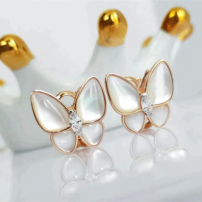 ˇGilded EraˇBUTTERFLY MOP DIAMOND EARRINGS