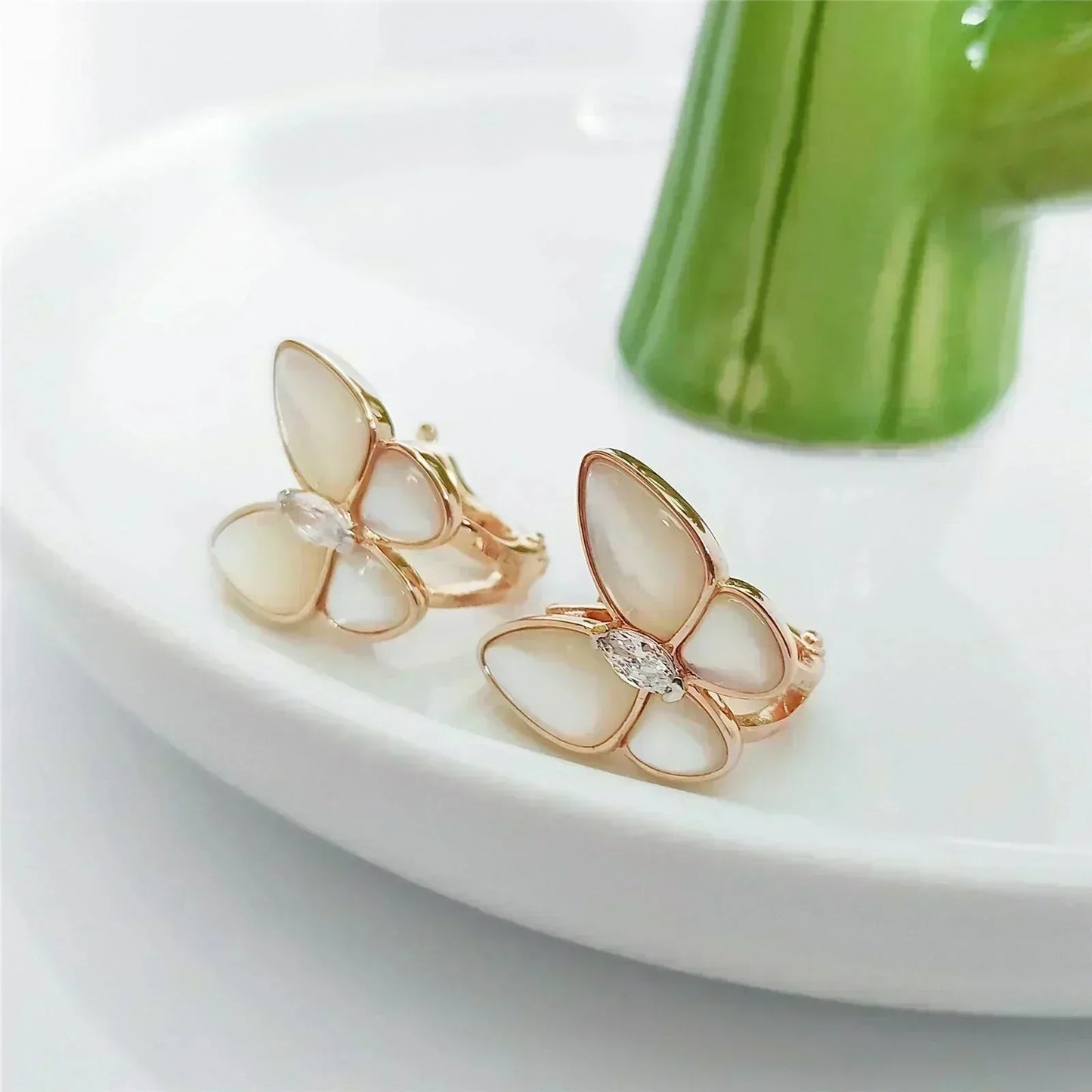 ˇGilded EraˇBUTTERFLY MOP DIAMOND EARRINGS