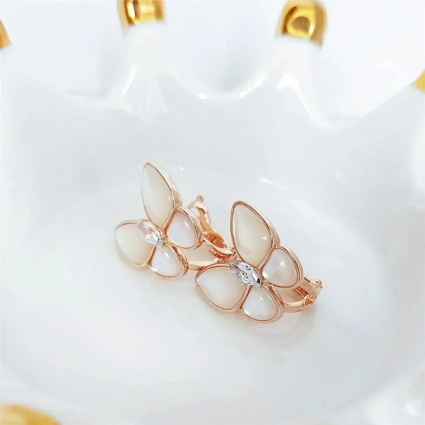 ˇGilded EraˇBUTTERFLY MOP DIAMOND EARRINGS