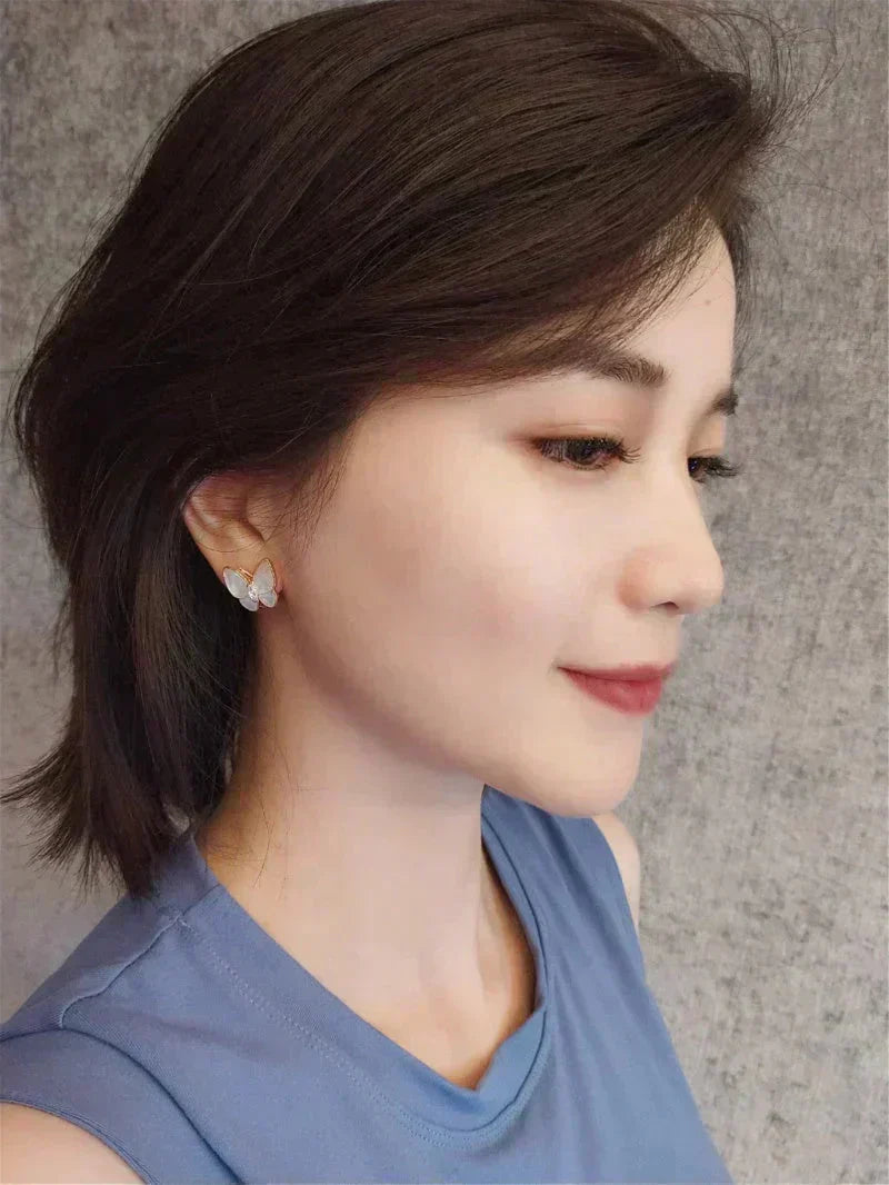 ˇGilded EraˇBUTTERFLY MOP DIAMOND EARRINGS