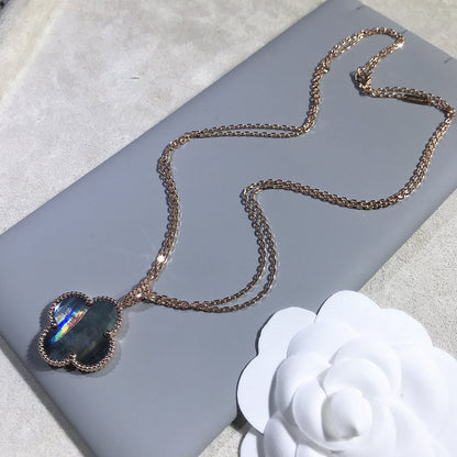 ˇGilded EraˇCLOVER 25MM GOLD DARK MOP BIG CLOVER NECKLACE