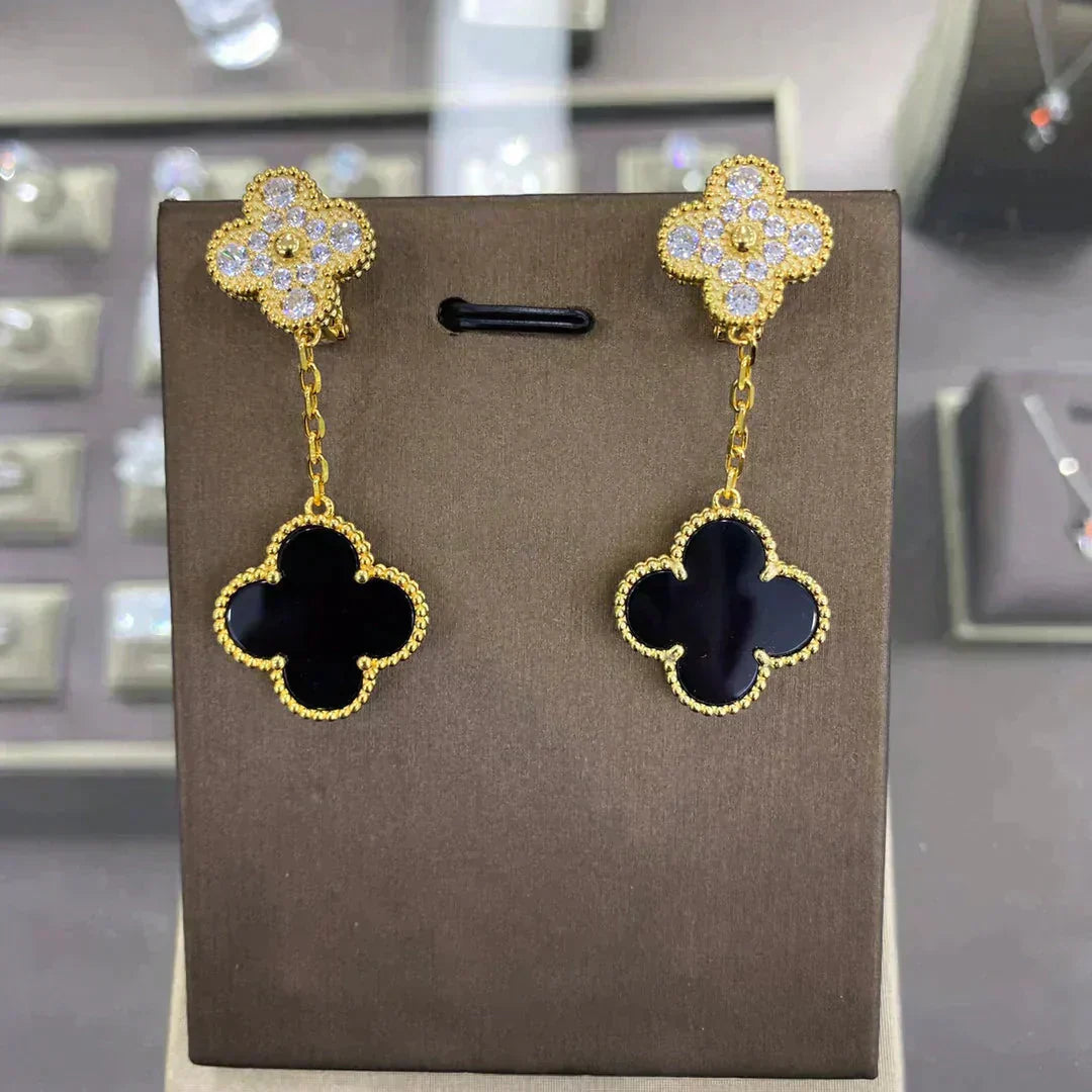 ˇGilded EraˇCLOVER  2 MOTIFS  DIAMOND  EARRINGS (MULTIPLE CHOICESç´