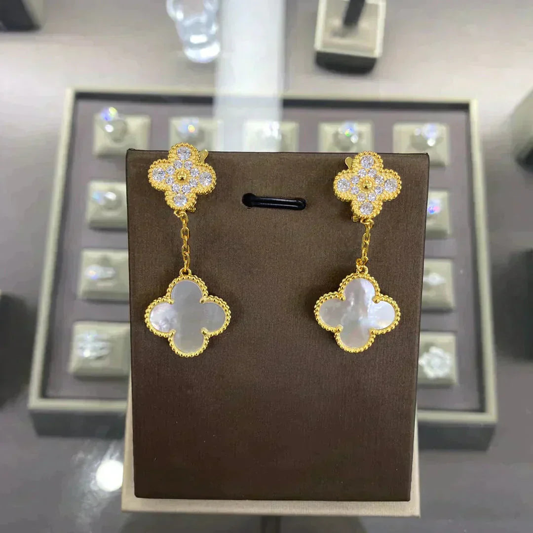 ˇGilded EraˇCLOVER  2 MOTIFS  DIAMOND  EARRINGS (MULTIPLE CHOICESç´