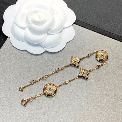 ˇGilded EraˇSTAR AND SUN 4 MOTIFS GOLD DIAMONDS BRACELET