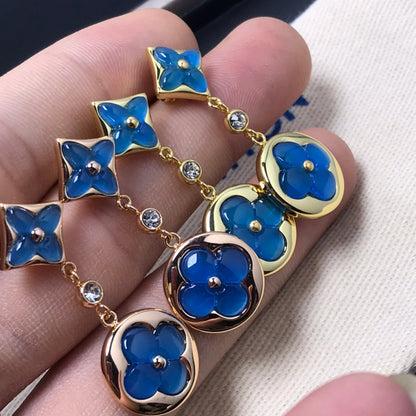 ˇGilded EraˇSTAR AND SUN AGATE DIAMOND EARRINGS