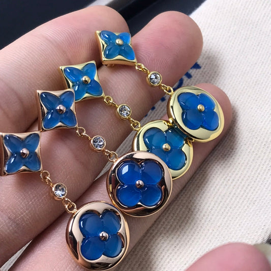 ˇGilded EraˇSTAR AND SUN AGATE DIAMOND EARRINGS