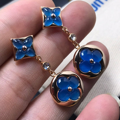 ˇGilded EraˇSTAR AND SUN AGATE DIAMOND EARRINGS