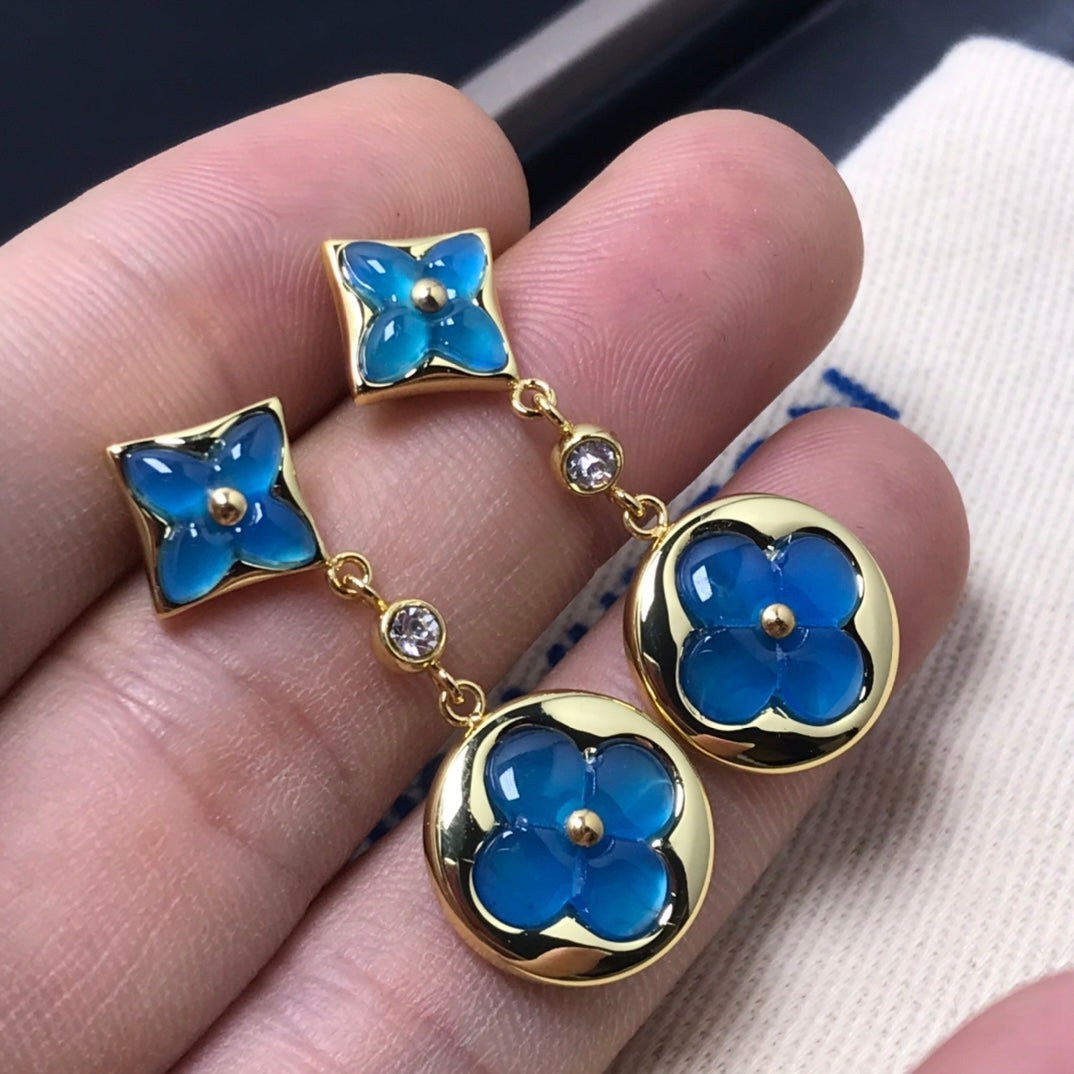 ˇGilded EraˇSTAR AND SUN AGATE DIAMOND EARRINGS
