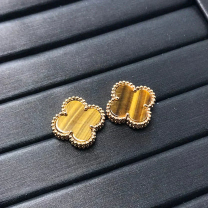 ˇGilded EraˇCLOVER MEDIUM 1 MOTIFS TIGER EYE EARRINGS