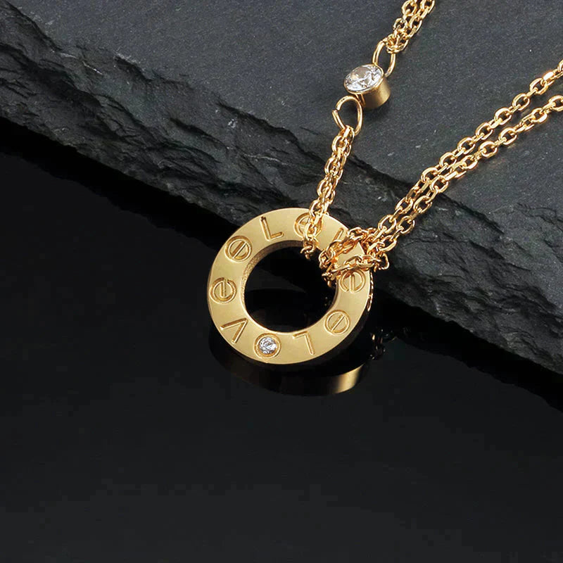 ˇGilded EraˇLOVE NECKLACE 16MM 2 DIAMONDS