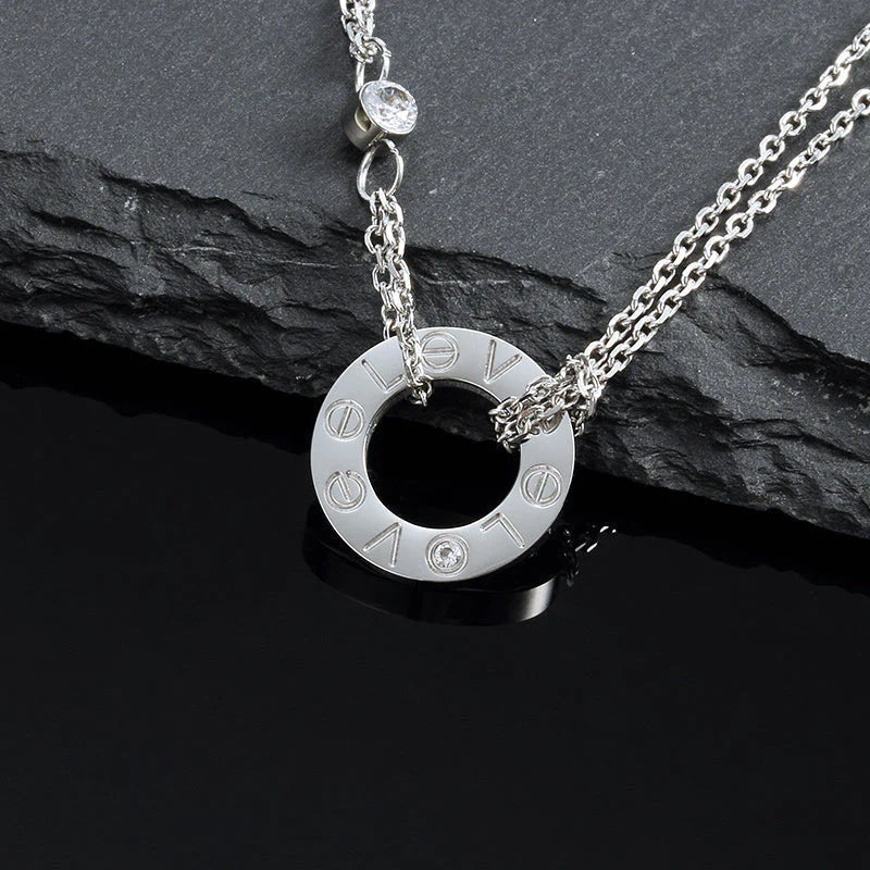 ˇGilded EraˇLOVE NECKLACE 16MM 2 DIAMONDS