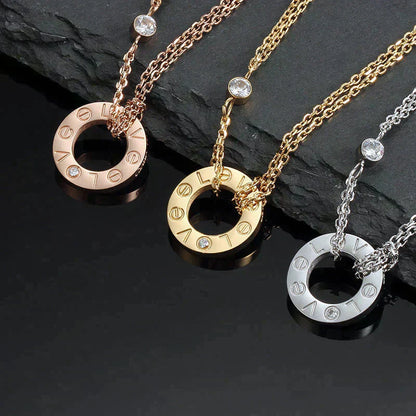 ˇGilded EraˇLOVE NECKLACE 16MM 2 DIAMONDS
