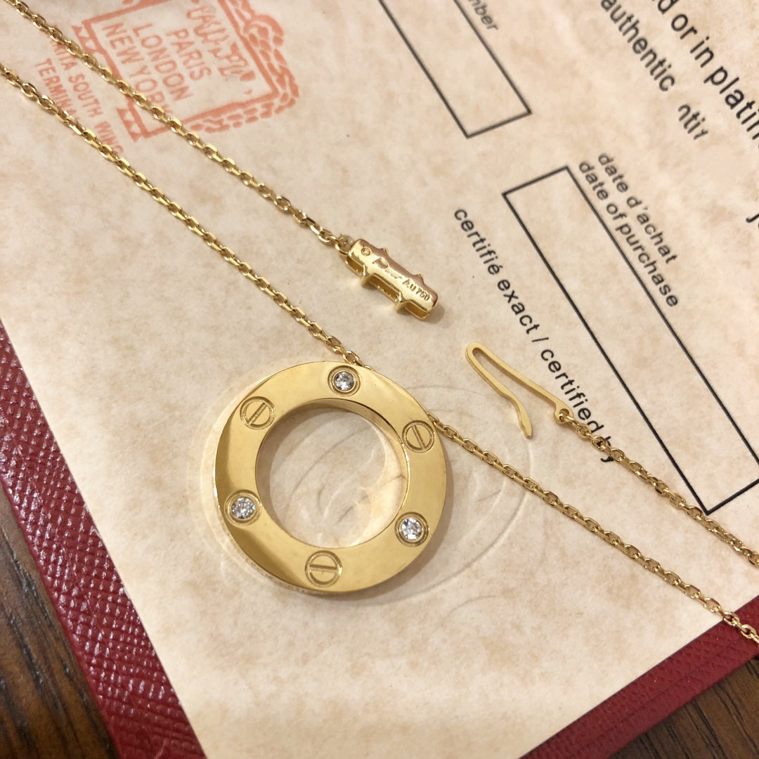 ˇGilded EraˇLOVE NECKLACE 16MM 3 DIAMONDS