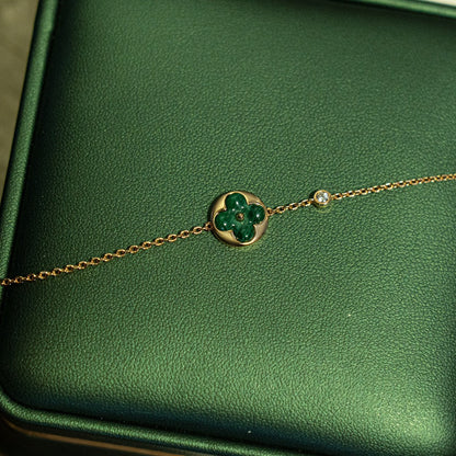 ˇGilded EraˇSUN MALACHITE 1 DIAMOND PINK GOLD BRACELET