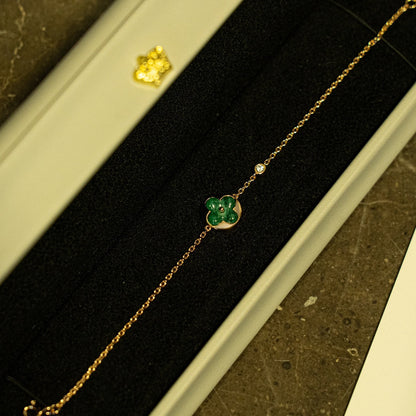 ˇGilded EraˇSUN MALACHITE 1 DIAMOND PINK GOLD BRACELET