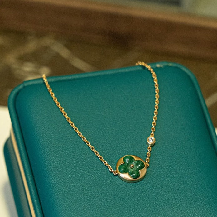 ˇGilded EraˇSUN MALACHITE 1 DIAMOND PINK GOLD BRACELET