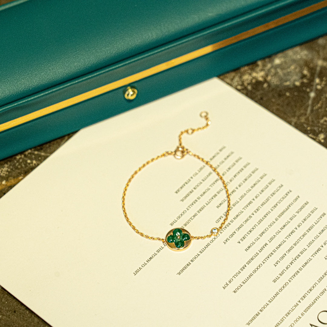 ˇGilded EraˇSUN MALACHITE 1 DIAMOND PINK GOLD BRACELET
