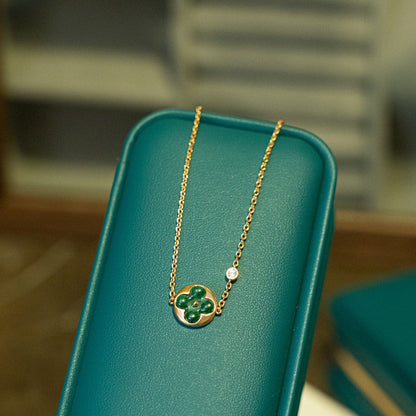 ˇGilded EraˇSUN MALACHITE 1 DIAMOND PINK GOLD BRACELET