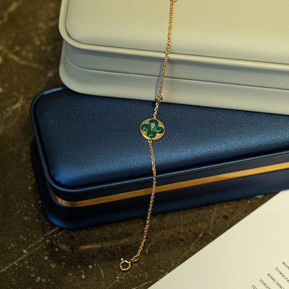 ˇGilded EraˇSUN MALACHITE 1 DIAMOND PINK GOLD BRACELET