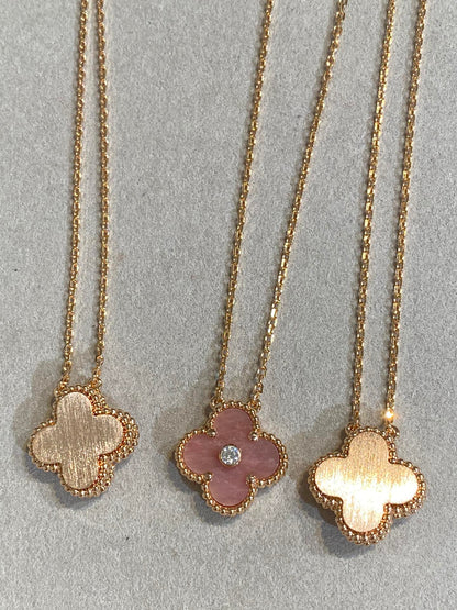 ˇGilded EraˇCLOVER 15MM DIAMOND RHODONITE NECKLACE