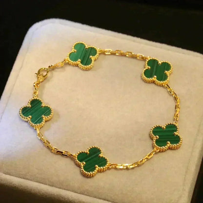 ˇGilded EraˇCLOVER 5 MOTIFS MALACHITE BRACELET
