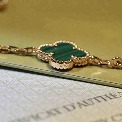 ˇGilded EraˇCLOVER 5 MOTIFS MALACHITE BRACELET