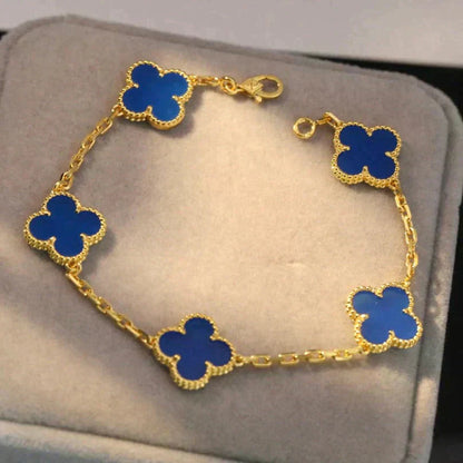 ˇGilded EraˇCLOVER 5 MOTIFS BLUE AGATE BRACELET