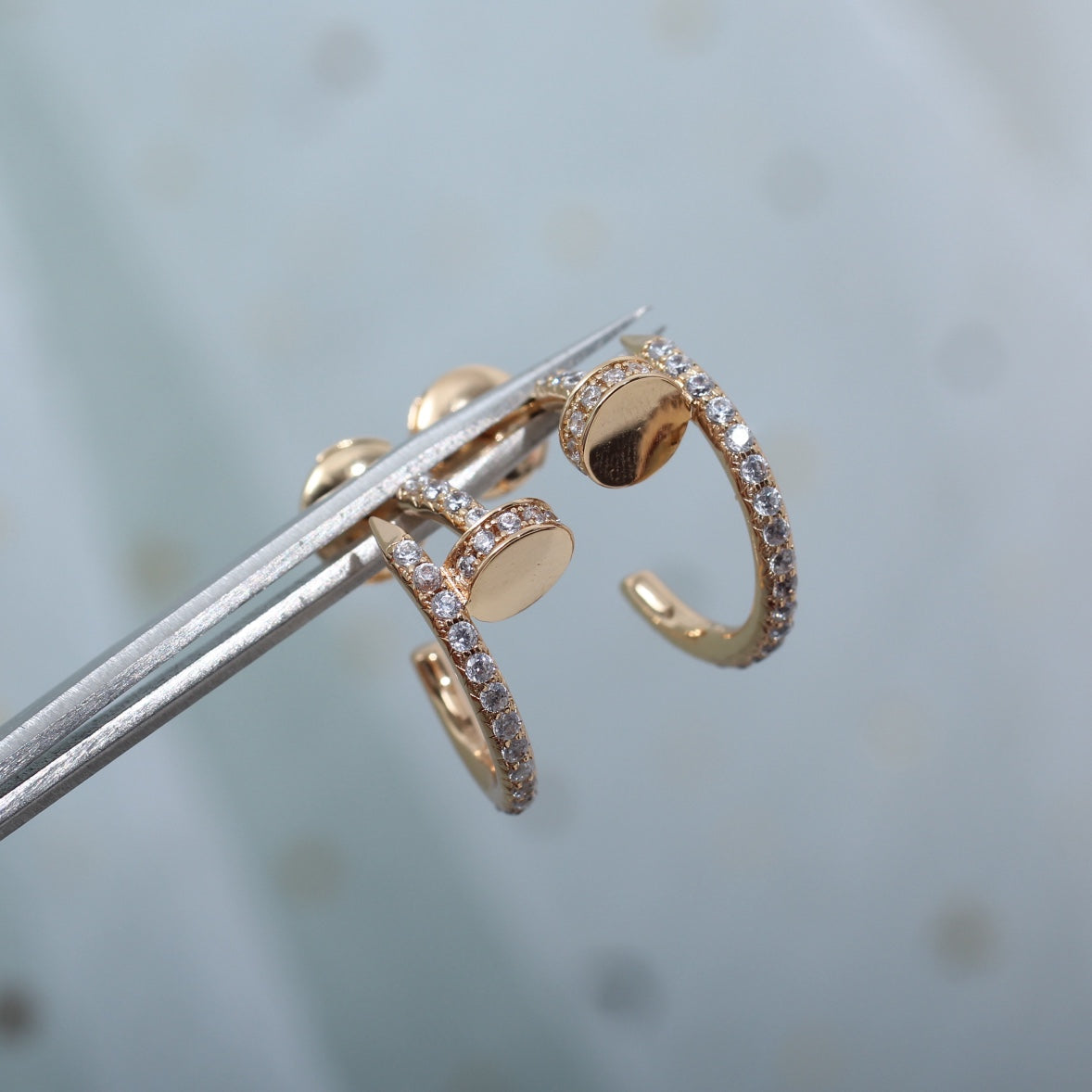 ˇGilded EraˇJUSTE EARRINGS 12.75MM PINK GOLD DIAMOND