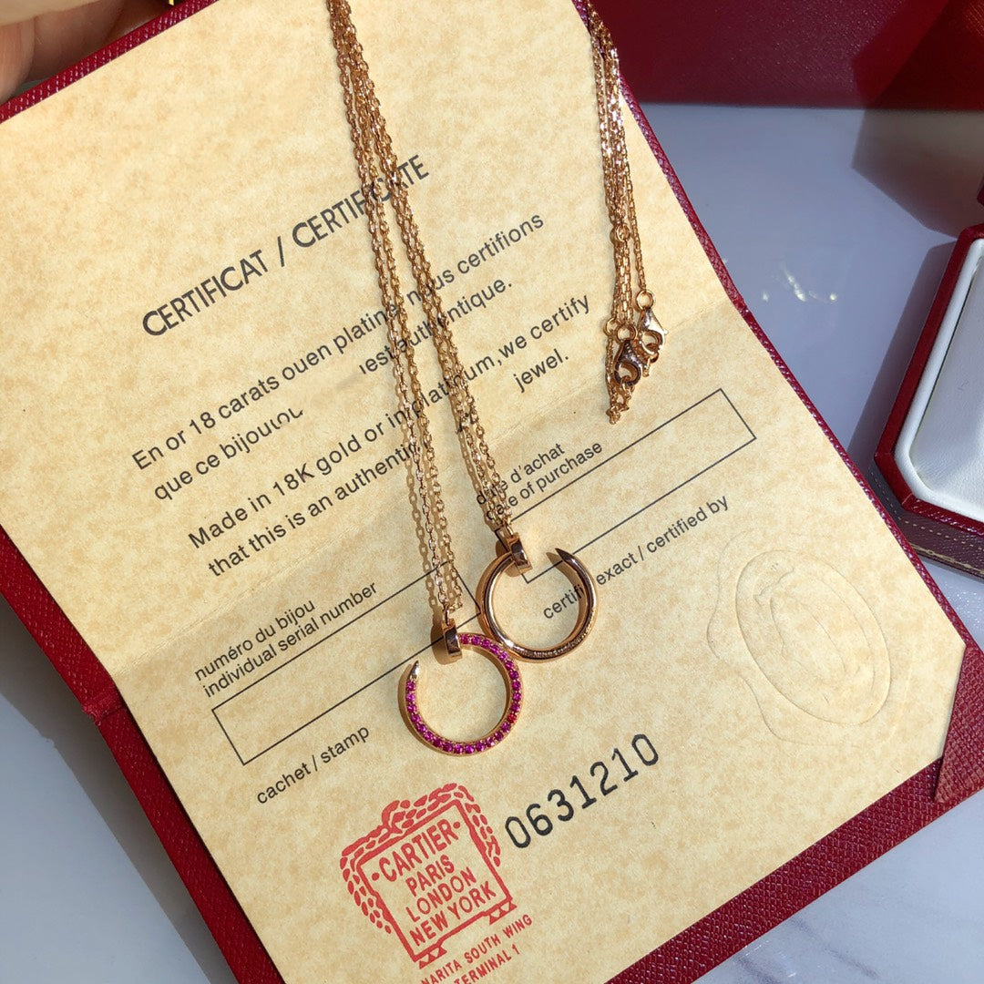 ˇGilded EraˇJUSTE NECKLACE GOLD RED DIAMONDS