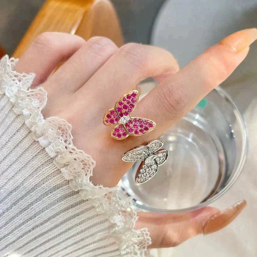 ˇGilded EraˇTWIN BUTTERFLY DIAMOND RING