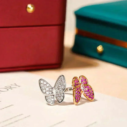 ˇGilded EraˇTWIN BUTTERFLY DIAMOND RING
